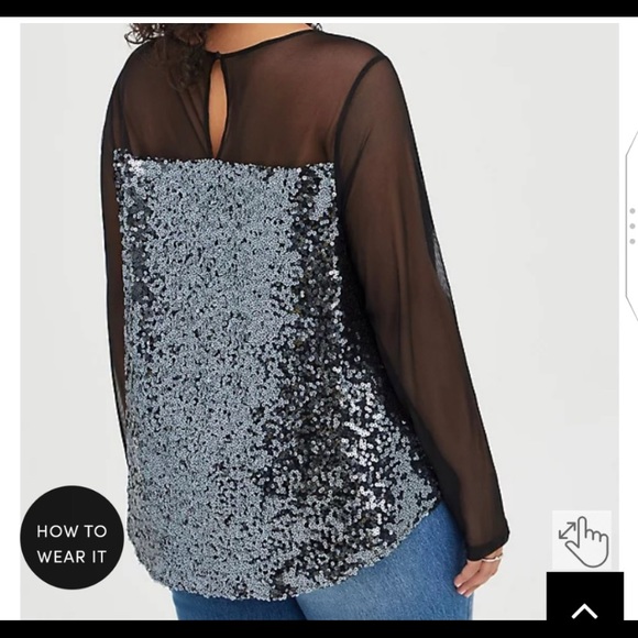 🆕✨SEQUIN DARK GREY MESH BLOUSE - GEORGETTE✨ - Picture 2 of 3